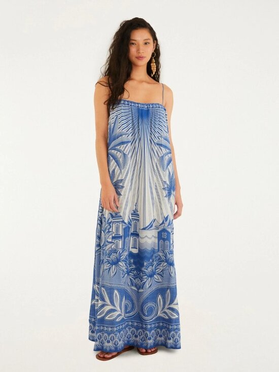 FARM Rio Dresses & Skirts - FARM Rio Blue Town Scene Floral Dress